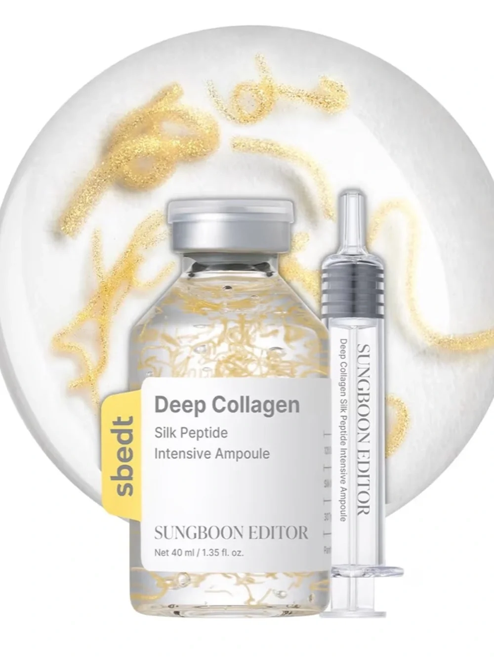 Sungboon Editor Deep Collagen Silk Peptide Ampoule - White & Gold